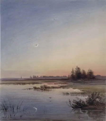 River scene: Sunset, by Anton Zwengauer