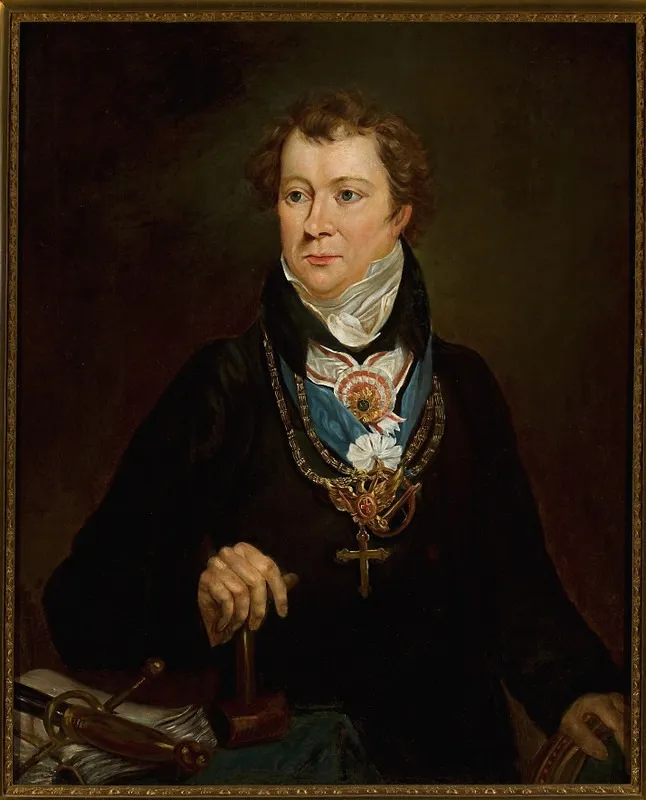 Portrait of Ludwik Osiński in Freemason's dress, by Antoni Brodowski, oil, 1818