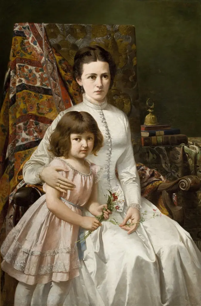 Portrait of Wife with Daughter Anna, by Antoni Gramatyka