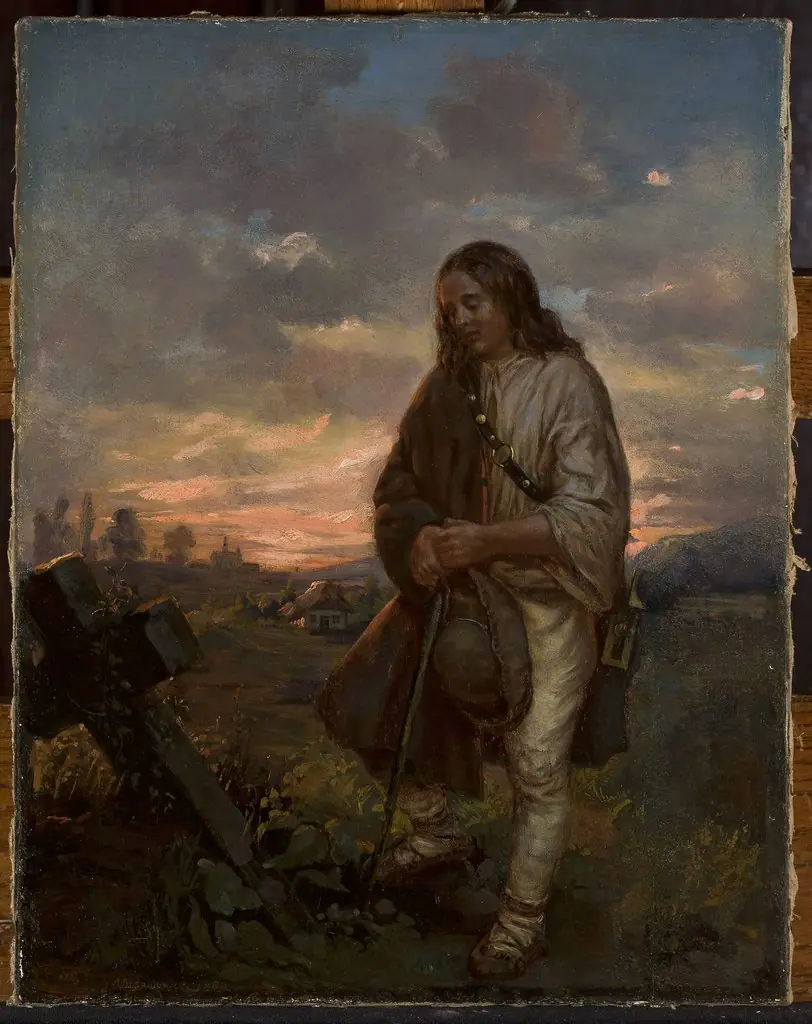 Highlander at a grave, by Antoni Kozakiewicz