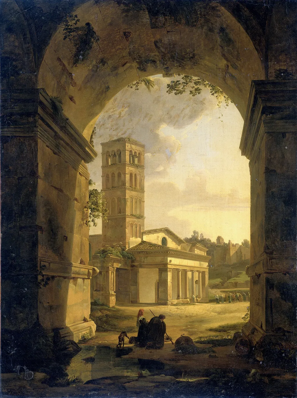 San Giorgio in Velabro in Rome, by Antonie Sminck Pitloo, oil, 1820