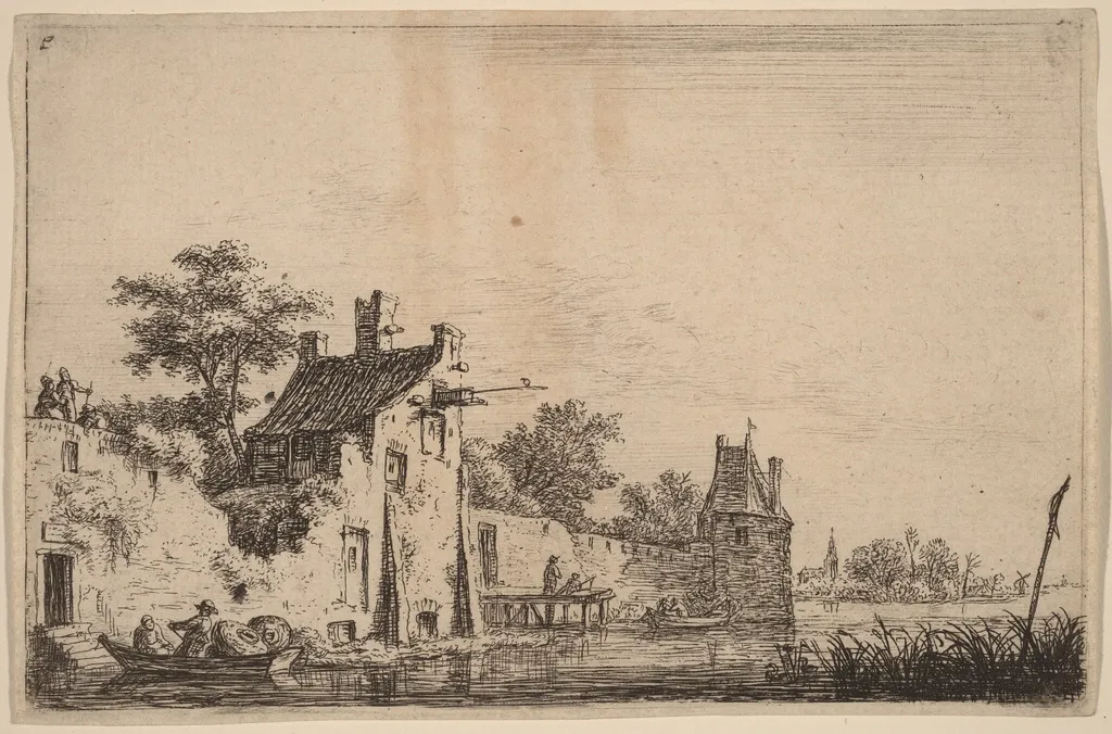 Departure of Two Fishermen, by Antonie Waterloo, ink, 1650
