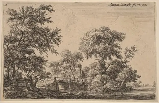 Planks Attached to Four Trees, by Antonie Waterloo
