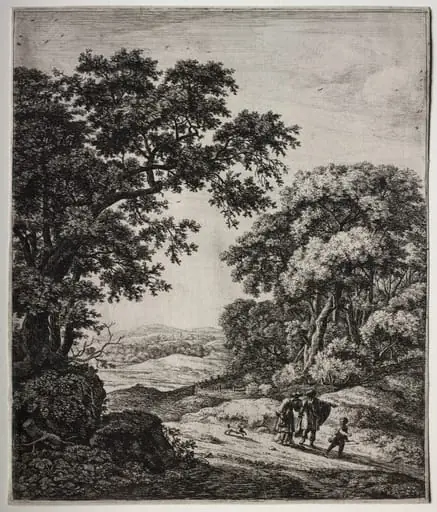 Six large upright landscapes with scenes from the Old Testament, by Antonie Waterloo