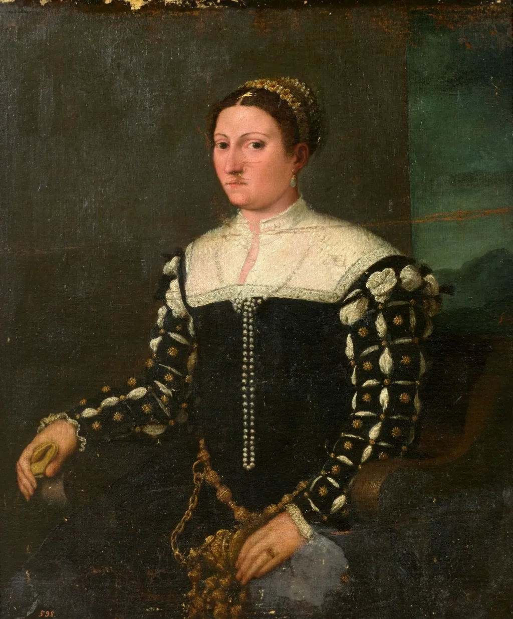 Portrait of an unknown woman, by Antonio Badile, oil, 1550