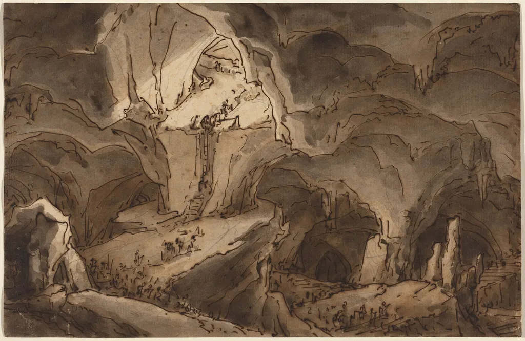 Entrance to the Bowels of the Earth, by Antonio Basoli, ink, 1839