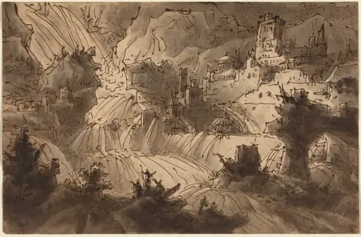 Mountain Torrents Flooding a City, by Antonio Basoli