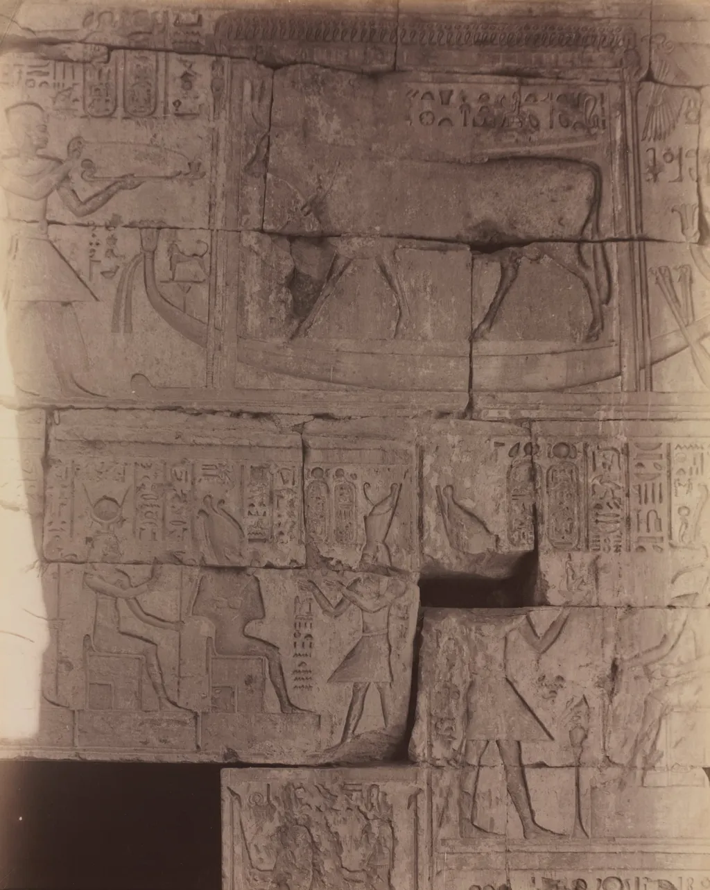Deir el-Medineh, Sacred Barge, by Antonio Beato, 1874