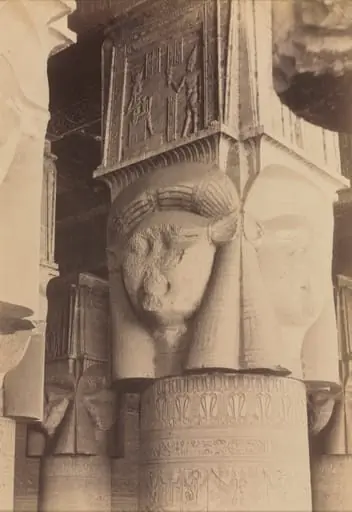 Dendera, Interior of the Temple, Hathor Capitals, by Antonio Beato