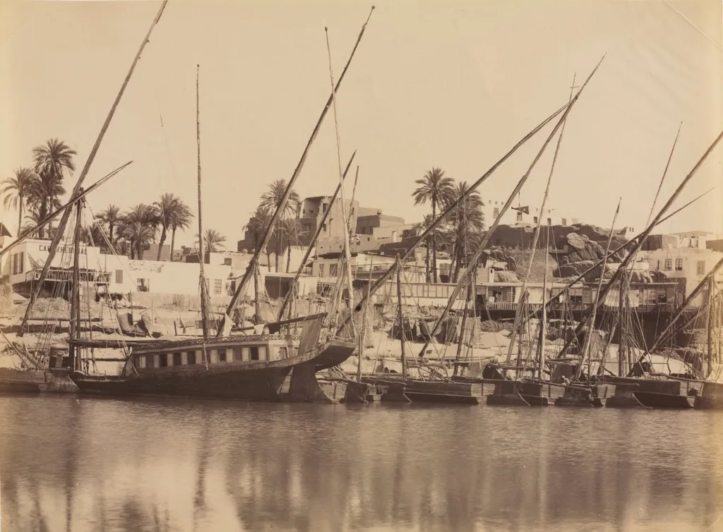 View of Aswan - Along the Nile, by Antonio Beato, 1880