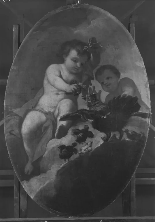Zwei Genien mit Bruthenne, by Antonio Bellucci, unspecified, 1696