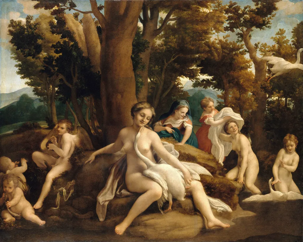 Leda and the Swan, by Antonio da Correggio, oil, 1532