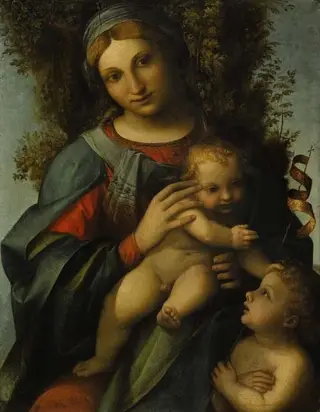 Madonna and Child with infant St John the Baptist, by Antonio da Correggio