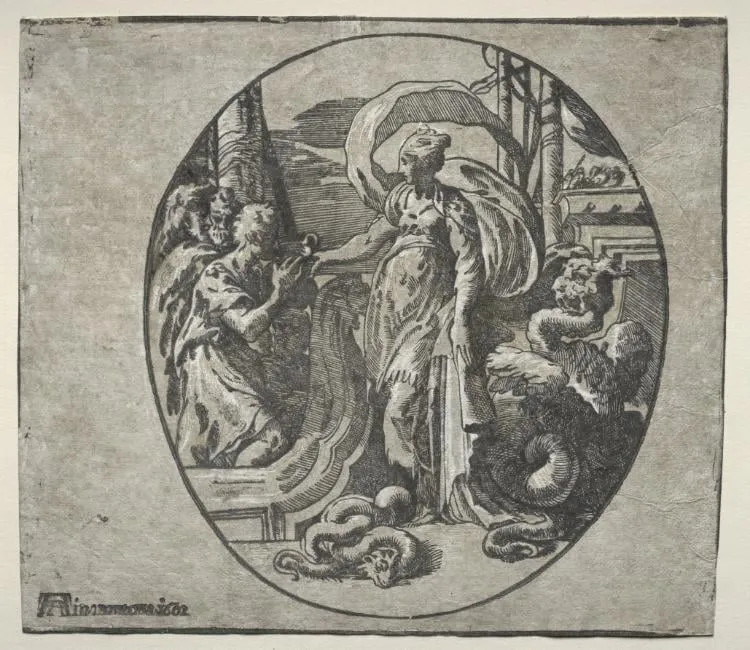 Circe Giving Drink to the Companions of Ulysses, by Antonio da Trento, 1544