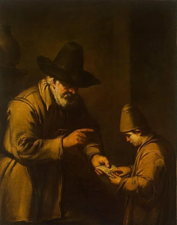 Old Man Teaching a Boy to Read, by Antonio de Puga