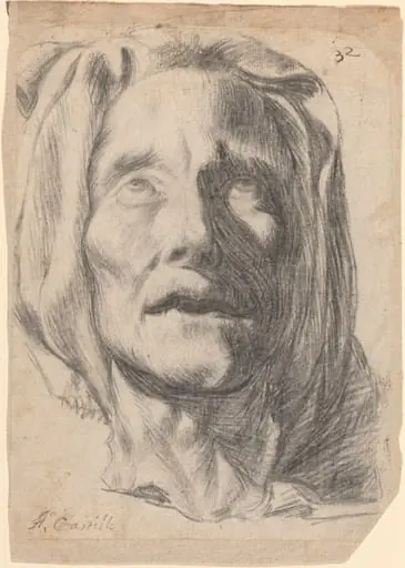 Head of an Elderly Woman with Upturned Eyes, by Antonio del Castillo