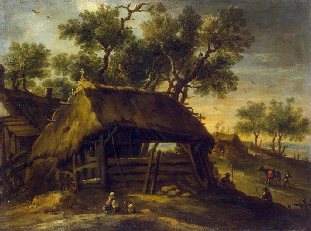 Landscape with Huts, by Antonio del Castillo y Saavedra, oil, 1650