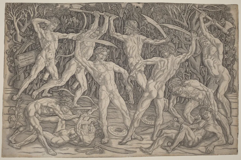 Battle of the Nudes, by Antonio del Pollaiuolo, ink, 1472