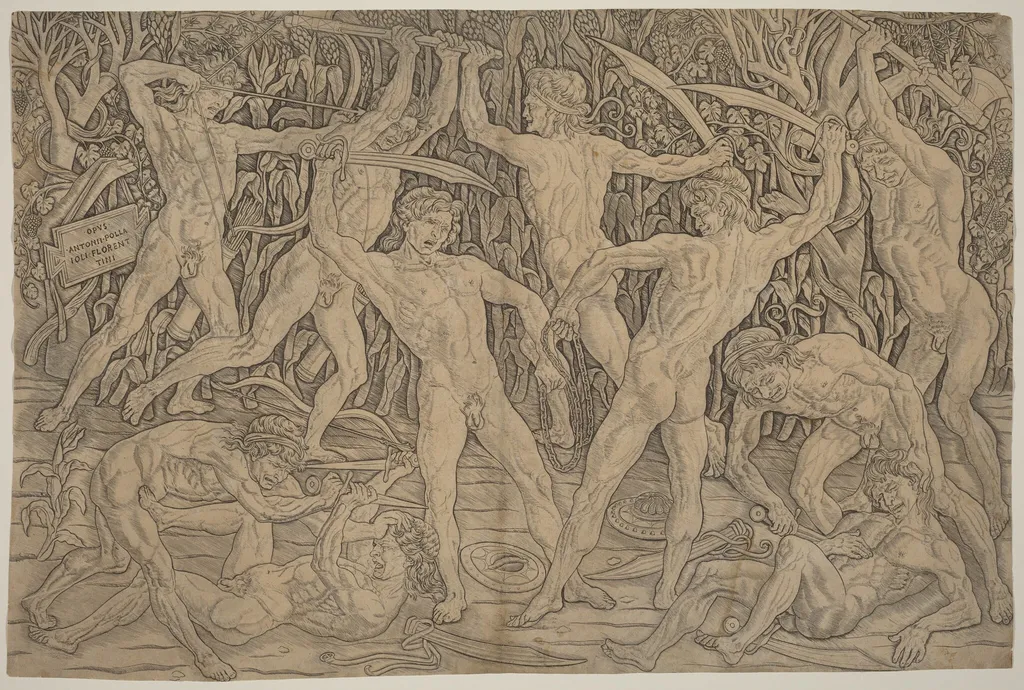 Battle of the Nudes, by Antonio del Pollaiuolo, ink, 1472