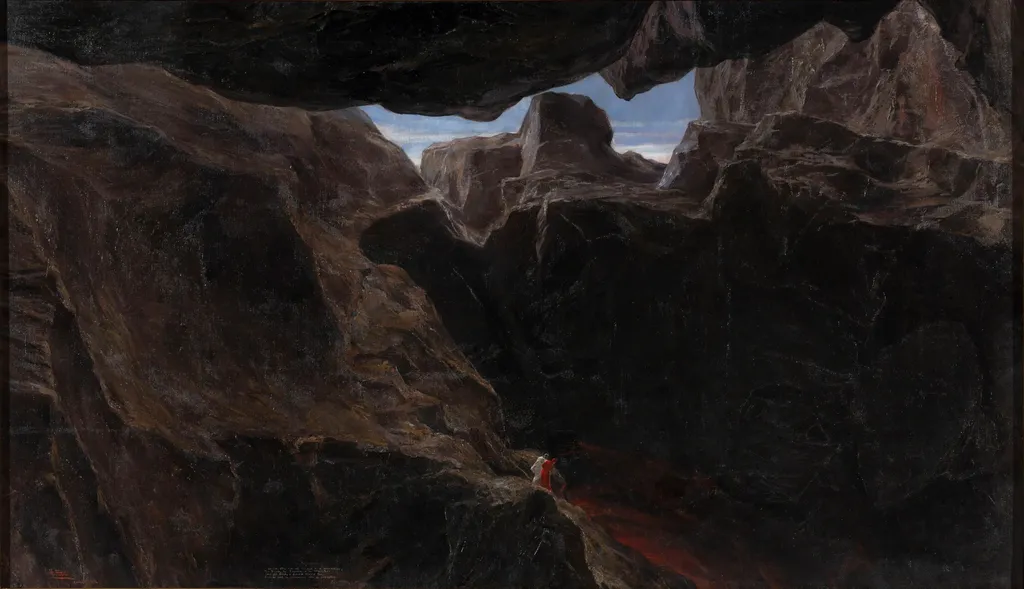 Dante and Virgil Descending into Hell, by Antonio Fabrés, oil, 1912