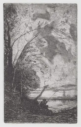 Fisherman on the Lakeshore [Pescatore sulla riva del lago], by Antonio Fontanesi