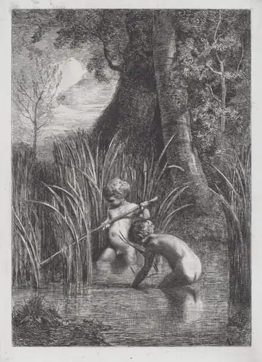 Fishing [La pesca], by Antonio Fontanesi