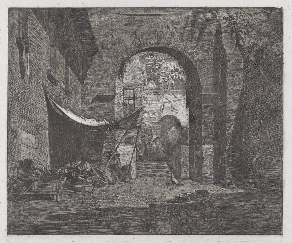 In Liguria, by Antonio Fontanesi, ink, 1857