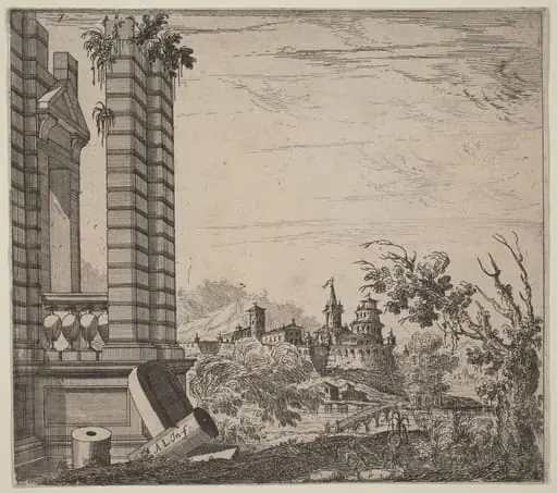 Landscape with Ruins, by Antonio Francesco Lucini