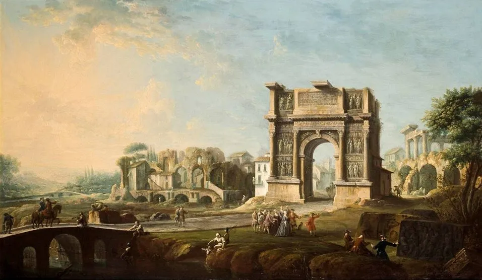 The Arch of Trajan at Benevento, by Antonio Joli, oil, 1750