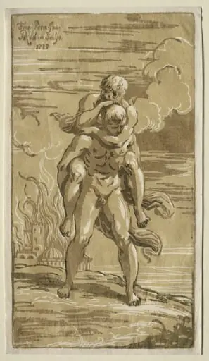 Eneas Carrying Anchises, his Father, from the Burning of Troy, by Antonio Maria I Zanetti