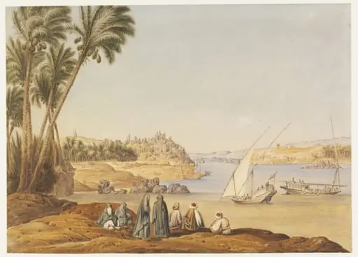 Aswan; looking south up the Nile, by Antonio or Anton Schranz