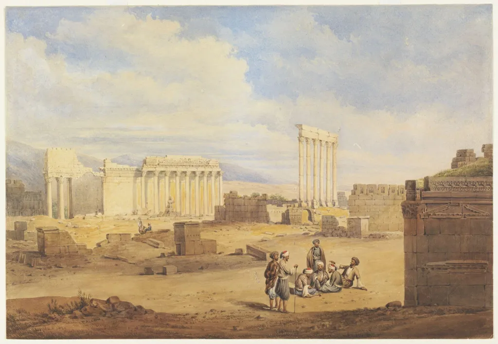 Baalbek, by Antonio or Anton Schranz, watercolor, 1837