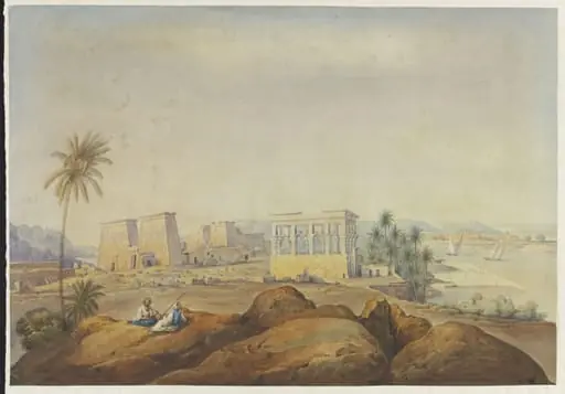 The Temple of Isis and Kiosk of Trajan on the Island of Philae, by Antonio or Anton Schranz