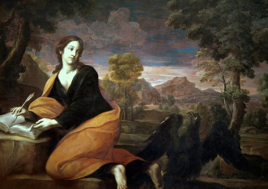 Saint John the Evangelist on Pathmos, by Antonio Palomino, oil, 1650