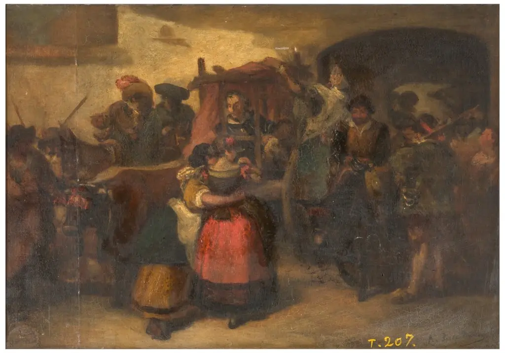 Don Quijote en el carro saliendo de la venta, by Antonio Pérez Rubio
