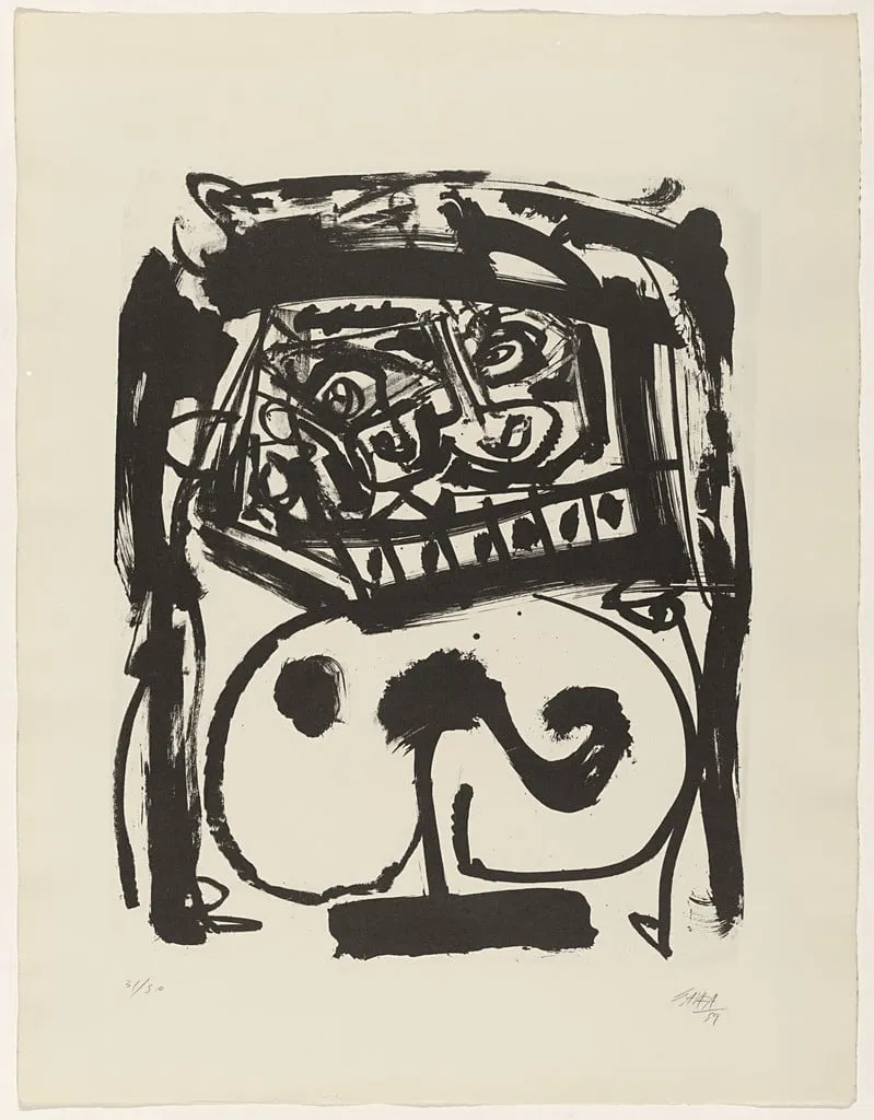 Untitled, by Antonio Saura, ink, 1959