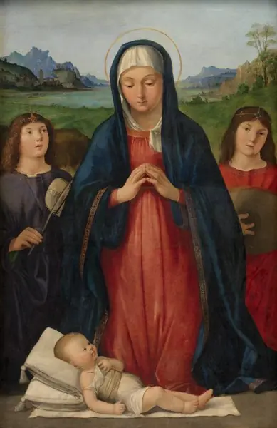 The Christ Child Worshipped by Mary, by Antonio Solario
