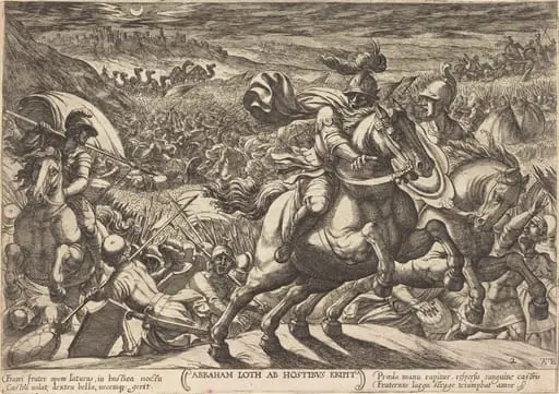 Abraham makes the enemies flee who hold his nephew, by Antonio Tempesta