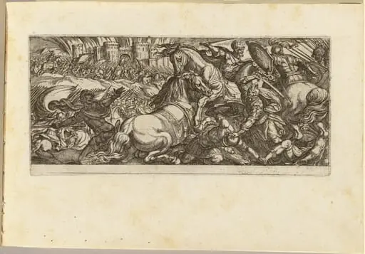 Battle Scene with Two Horses Attacking Each Other