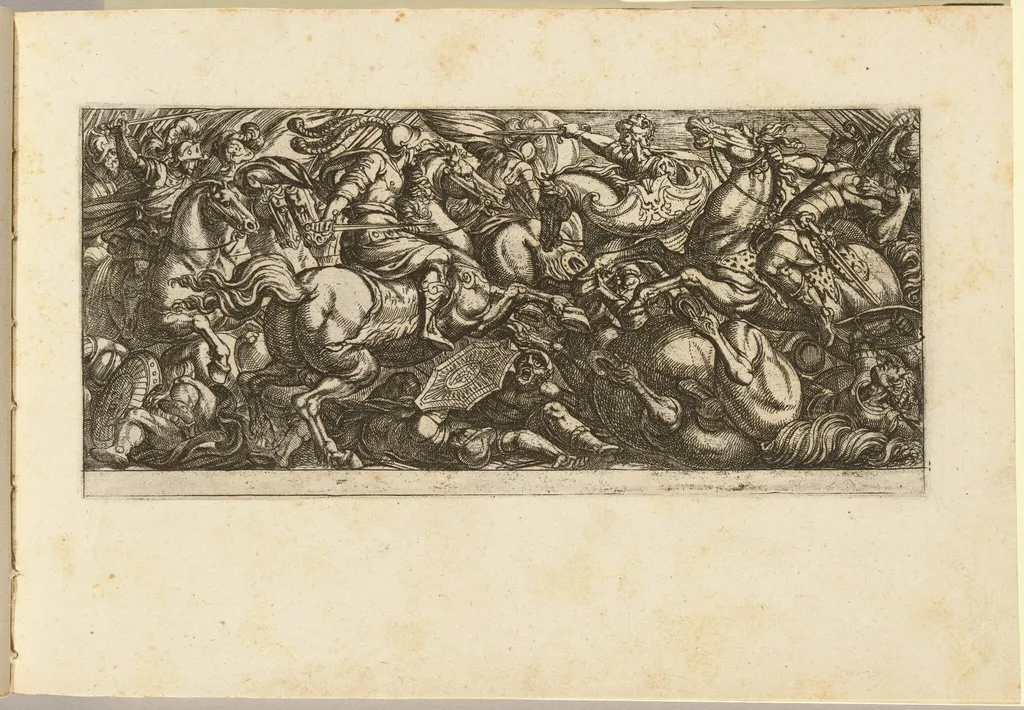 Cavalry Charge with Soldiers and Horses Trampled, by Antonio Tempesta, ink, 1592