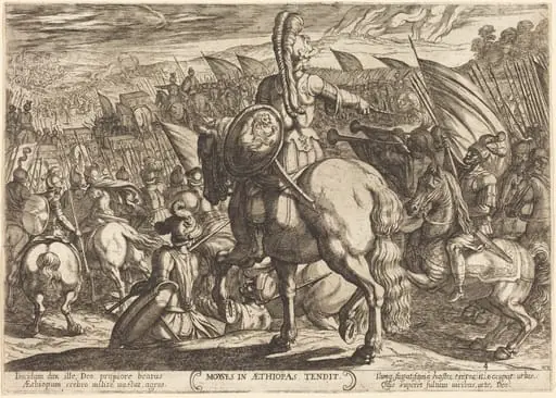 Moses makes the Hebrew army march against the Ethiopians, by Antonio Tempesta