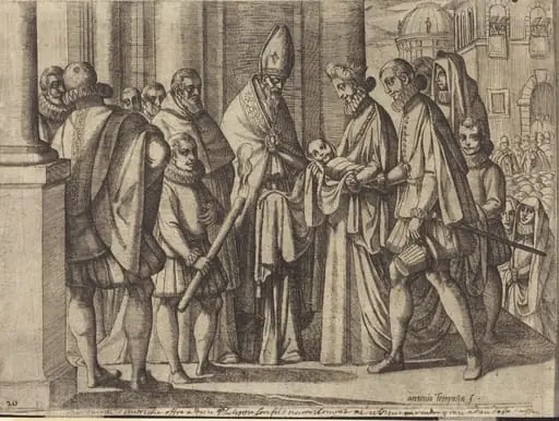 Philip as a Boy Before Margaret of Austria [verso], by Antonio Tempesta