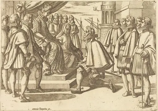 Spanish Duke before Margaret of Austria, by Antonio Tempesta