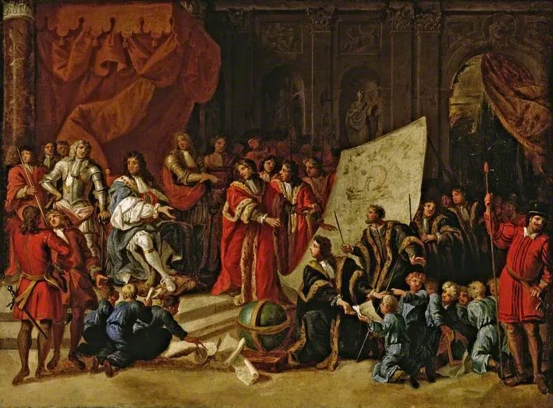 Charles II Giving an Audience at Christ's Hospital, by Antonio Verrio, oil, 1690