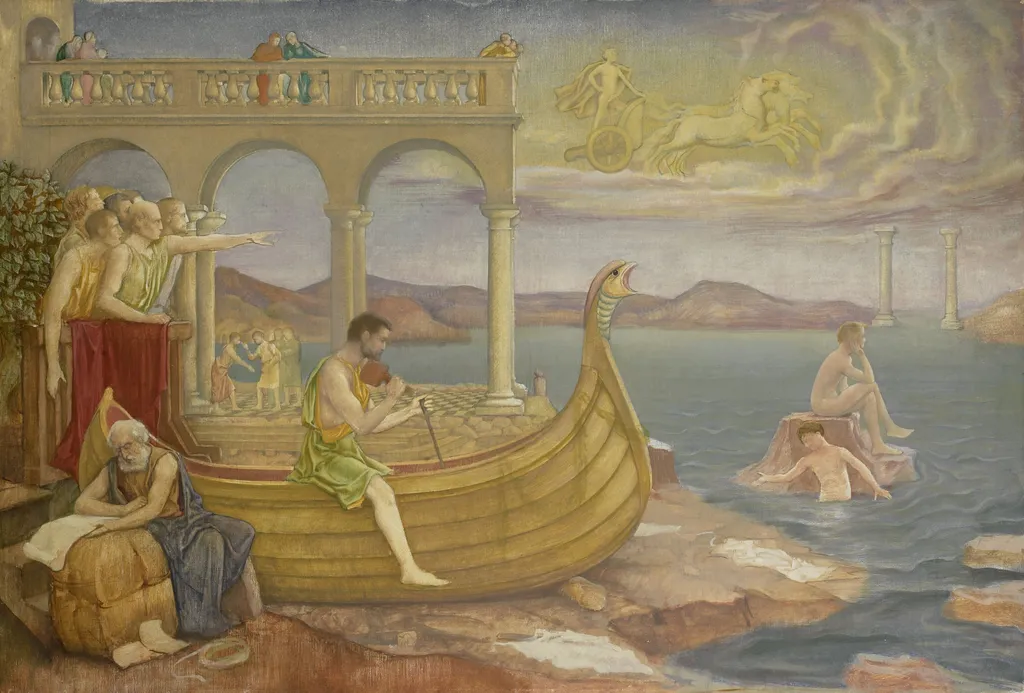 The Building of the 'Argo', by Antoon Derkinderen, tempera, 1906