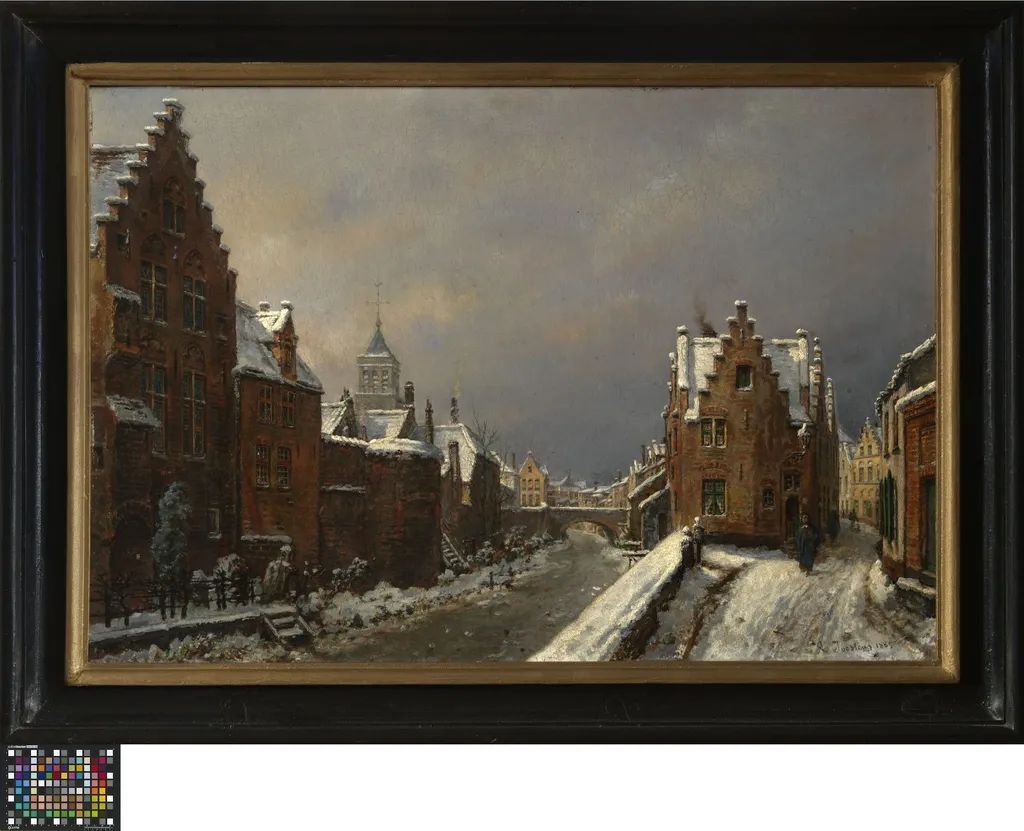 De Pottenmakersrei in Brugge tijdens de winter, by Antoon Joostens, oil