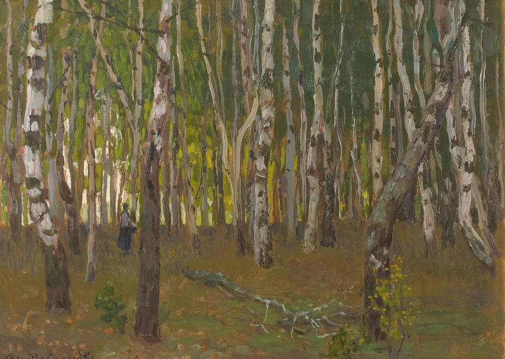 Demyanovo. Birch Grove, by Apollinary Vasnetsov, oil, 1904