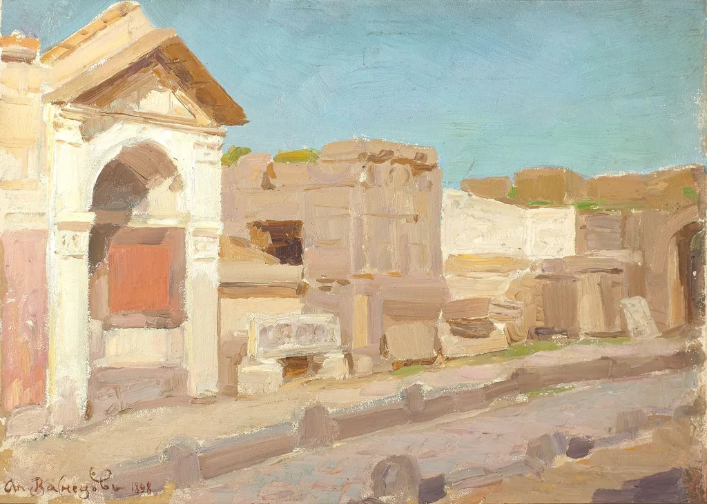 Via delle Tombe Pompeii, by Apollinary Vasnetsov, oil, 1900