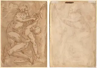 Apollo Flaying Marsyas (recto); Two Sketches of a Mother and Child (verso)