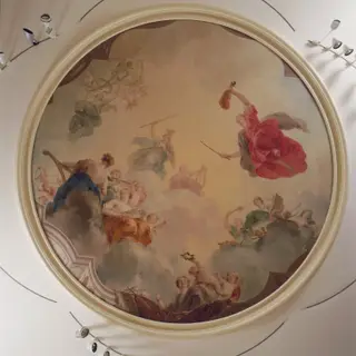 Apollo in the clouds with Minerva and the nine muses, by Jacob de Wit